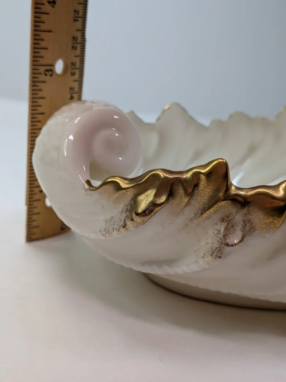 Vintage Lenox 30s 50s Ivory Porcelain Shell Bowl Heavy 24k Gold Trim 9” - Picture 14 of 15